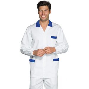 ISACCO Tunique Medicale Homme Peter Blanc Bleu Cyan 100% Coton