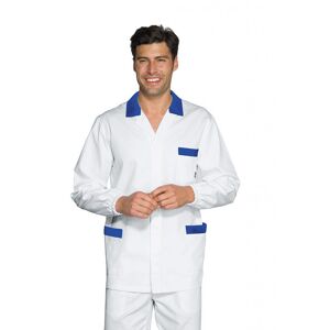 ISACCO Tunique Médicale Homme Peter Blanc Bleu Cyan 100% Coton