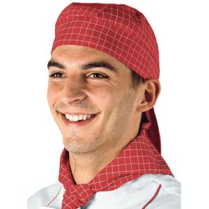 ISACCO Toque Bandana Cuisine Blanc Carreaux Rouge