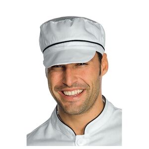 ISACCO Casquette blanche  de cuisine charly avec filet et finition noire