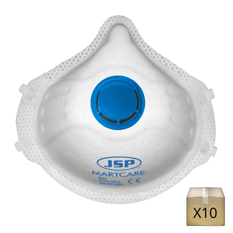 x10 Masques respiratoires jetables FFP2 avec valve MARTCARE JSP