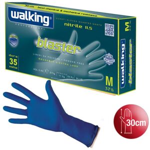 Walking Guanti In Nitrile Blu Monouso Professionale Spessorato Resistente Extra Lungo