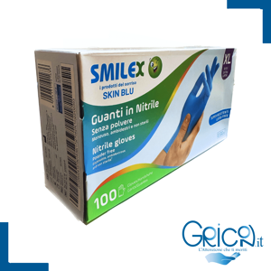 Bericah Guanti in Nitrile Smilex Skin Blu senza polvere - XL