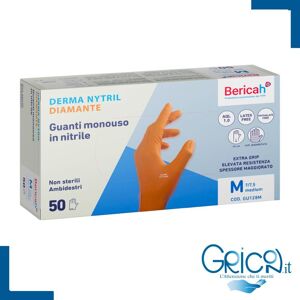 Bericah Guanti in Nitrile Derma Nytril Diamante Arancione - L