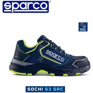 Scarpe Antinfortunistica Sparco Teamwork Allroad Sochi S3 Src Colore Blu Marine/giallo Fluo - Cod. 07528bmgf - New