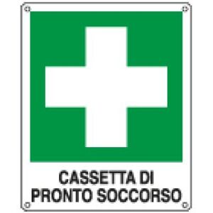 Cartello Emergenza Cassetta Di Pronto Soccorso Simbolo + Testo En Iso 7010