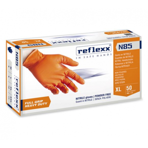 Reflexx Guanti In Nitrile Monouso Taglia L Arancioni Full Grip  N85 Conf. 50 Pz