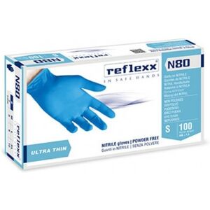 Reflexx Guanti Monouso In Nitrile Taglia S Blu  N80 3 Gr. Confezione 100 Pz