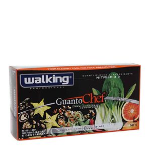 100 Guanti Chef Monouso In Nitrile Nero Walking Taglia L 8-8,5