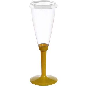 Poloplast 120 Flutes Calici In Plastica Gambo Alto Giallo Con Coperchio