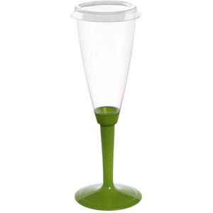 Poloplast 120 Flutes Calici In Plastica Gambo Alto Verde Con Coperchio