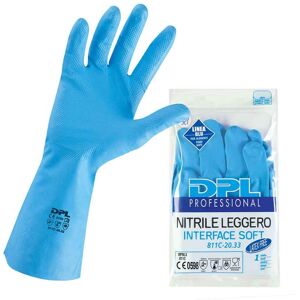 1 Paio Guanti Lunghi Da Lavoro Icoguanti Nitrile Leggero Blu 33 Cm