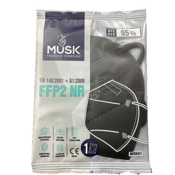 dispositivi anti-covid mascherina ffp2 nera musk 10pz