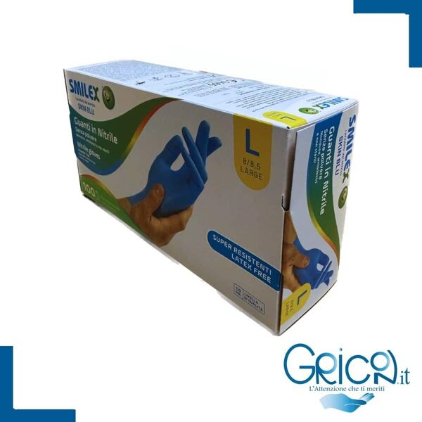 bericah guanti in nitrile smilex skin blu senza polvere - l