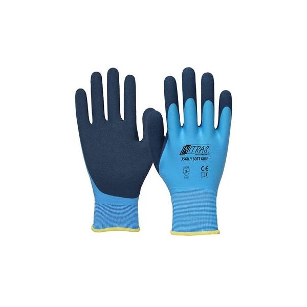 guanti da lavoro nitras soft grip, guanto in poliestere, azzurro, taglia 9