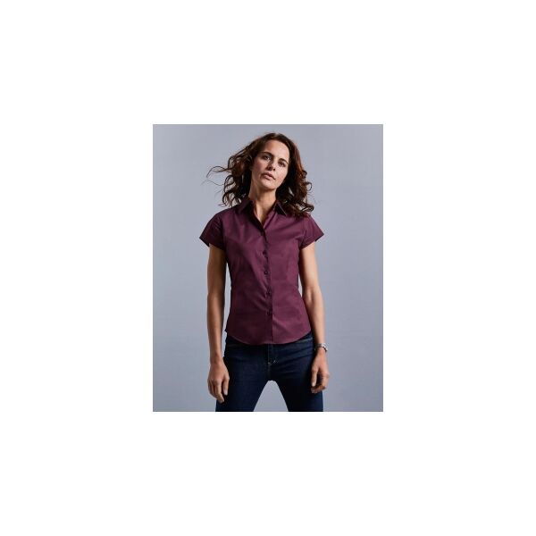 russell 100 camicia donna maniche corte stretch neutro o personalizzato