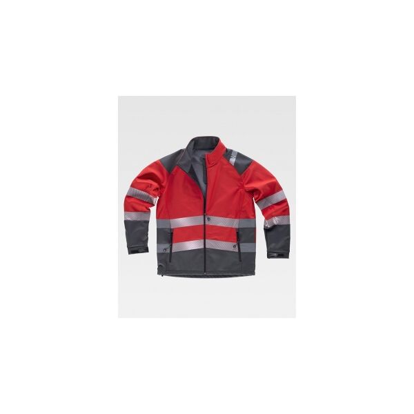 workteam 100 giacca workshell alta visibilità combinata con bande riflettenti neutro o personalizzato