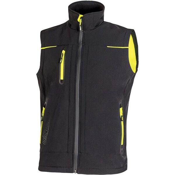 u-power fu188bc-l gilet softshell impermeabile con zip lunga multitasche taglia l colore nero - fu188bc-l