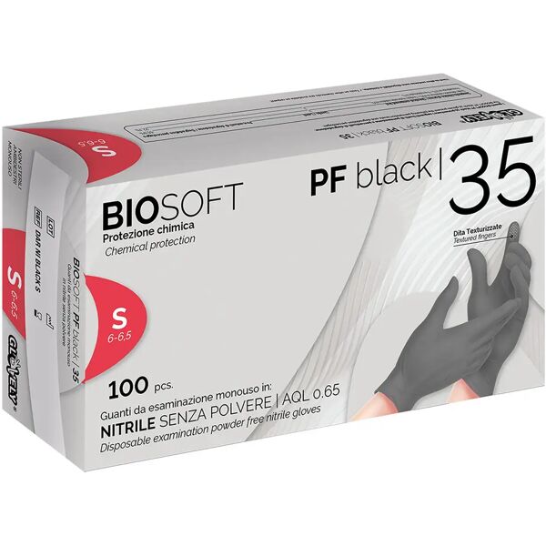 tecnomat 100 guanti monouso biosoft pf in nitrile neri taglia s senza polvere dpi cat iii 3,5 g