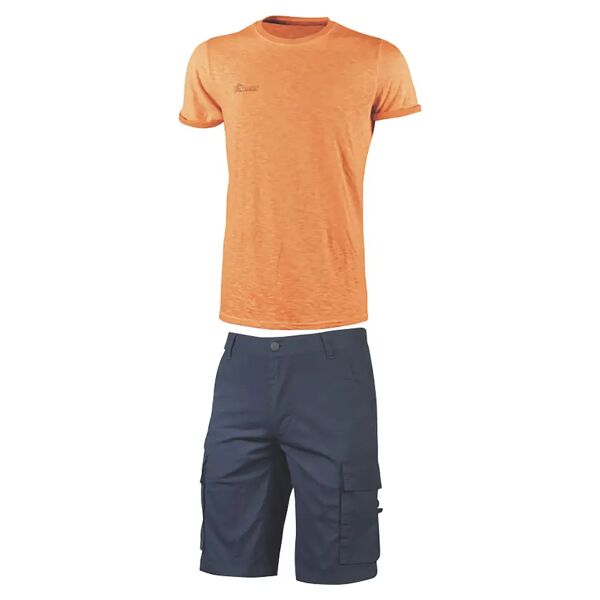 u-power set pantaloncini e maglietta u power taglia xl slim fit bermuda blu t-shirt arancio fluo