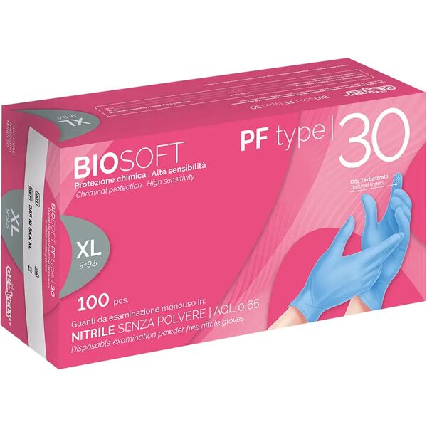 tecnomat 100 guanti monouso biosoft pf in nitrile blu leggero taglia xl senza polvere dpi cat iii 3 g