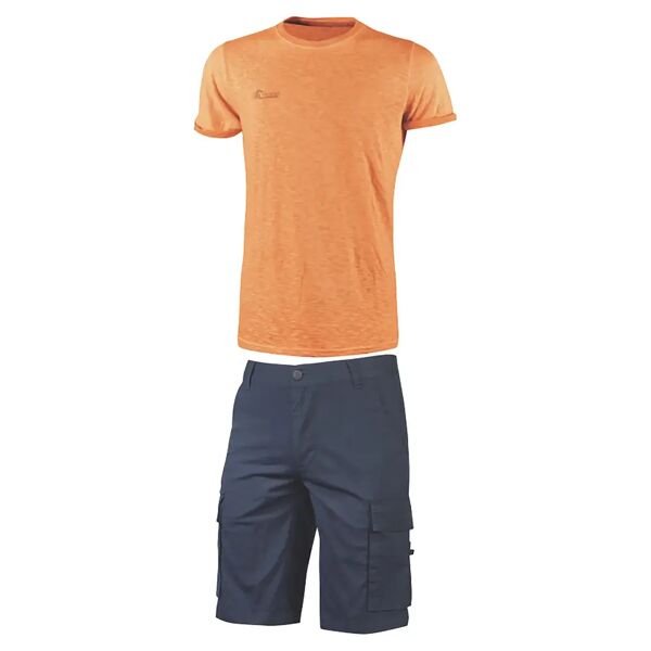 u-power set pantaloncini e maglietta u power taglia xxl slim fit bermuda blu t-shirt arancio fluo