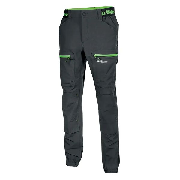 u-power pantalone horizon  taglia xxl colore grigio inserti verdi tessuto u-4 way stretch