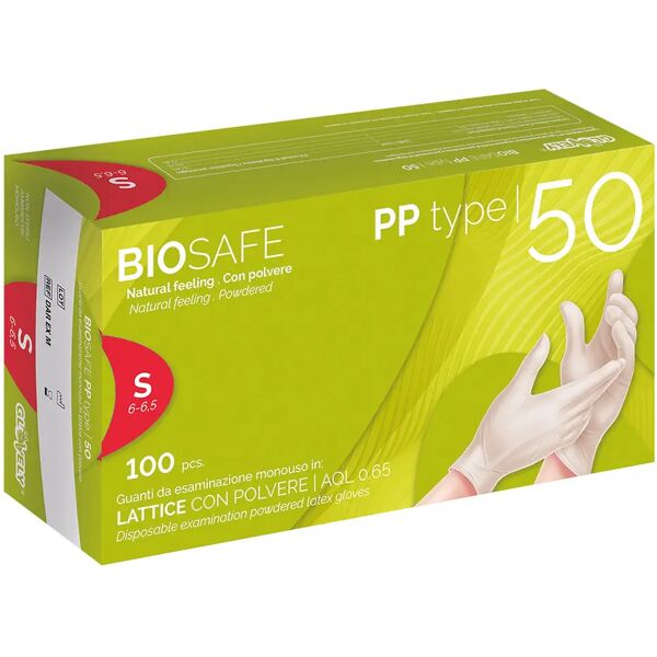 tecnomat 100 guanti monouso biosafe pp in lattice taglia s con polvere dpi cat iii 5 g