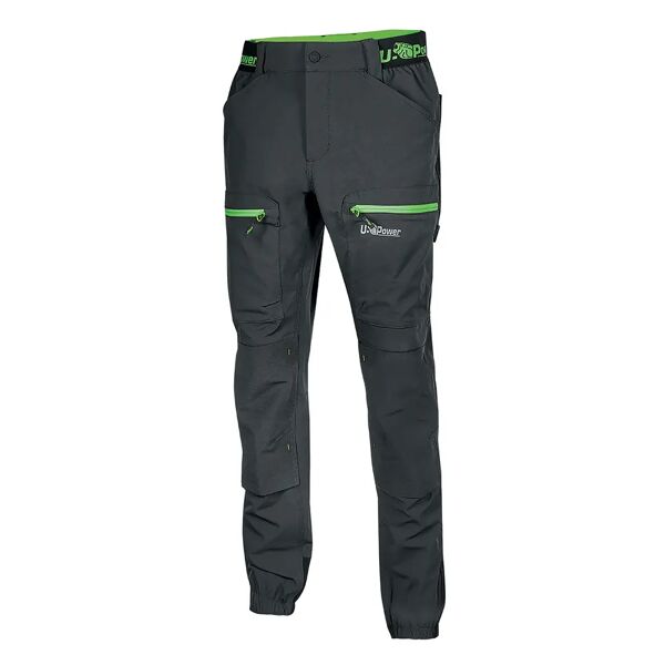 u-power pantalone horizon  taglia s colore grigio inserti verdi tessuto u-4 way stretch