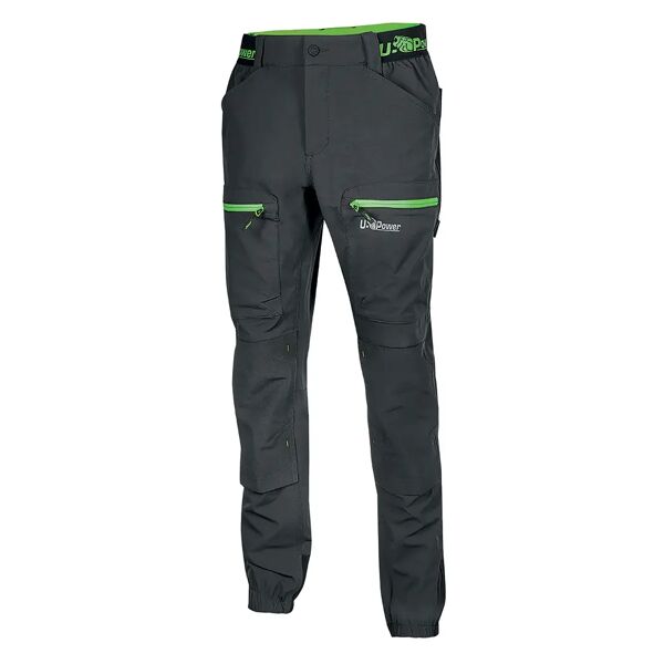u-power pantalone horizon  taglia l colore grigio inserti verdi tessuto u-4 way stretch