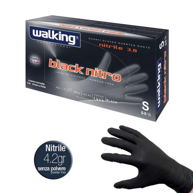 Walking Guanti Monouso Neri In Nitrile - Ideale Per Tatuatori