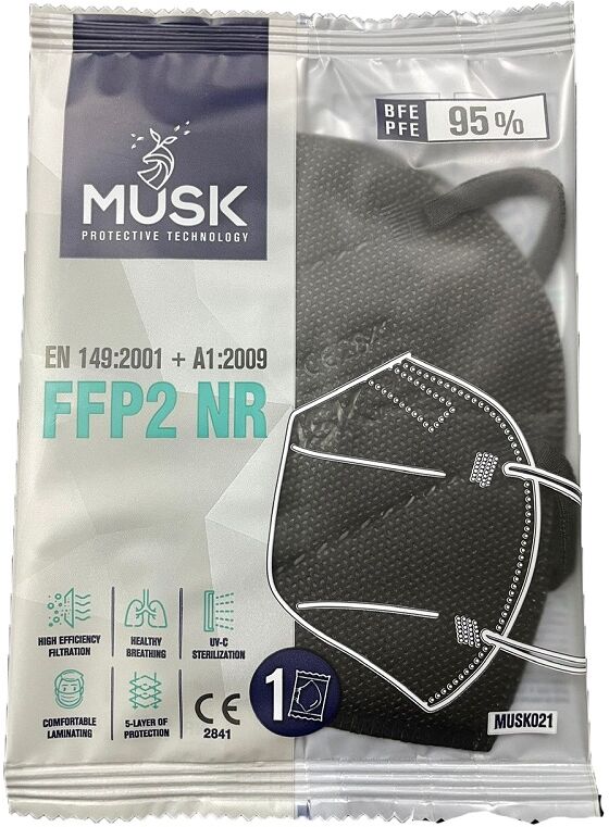 Dispositivi Anti-Covid Mascherina Ffp2 Nera Musk 10pz