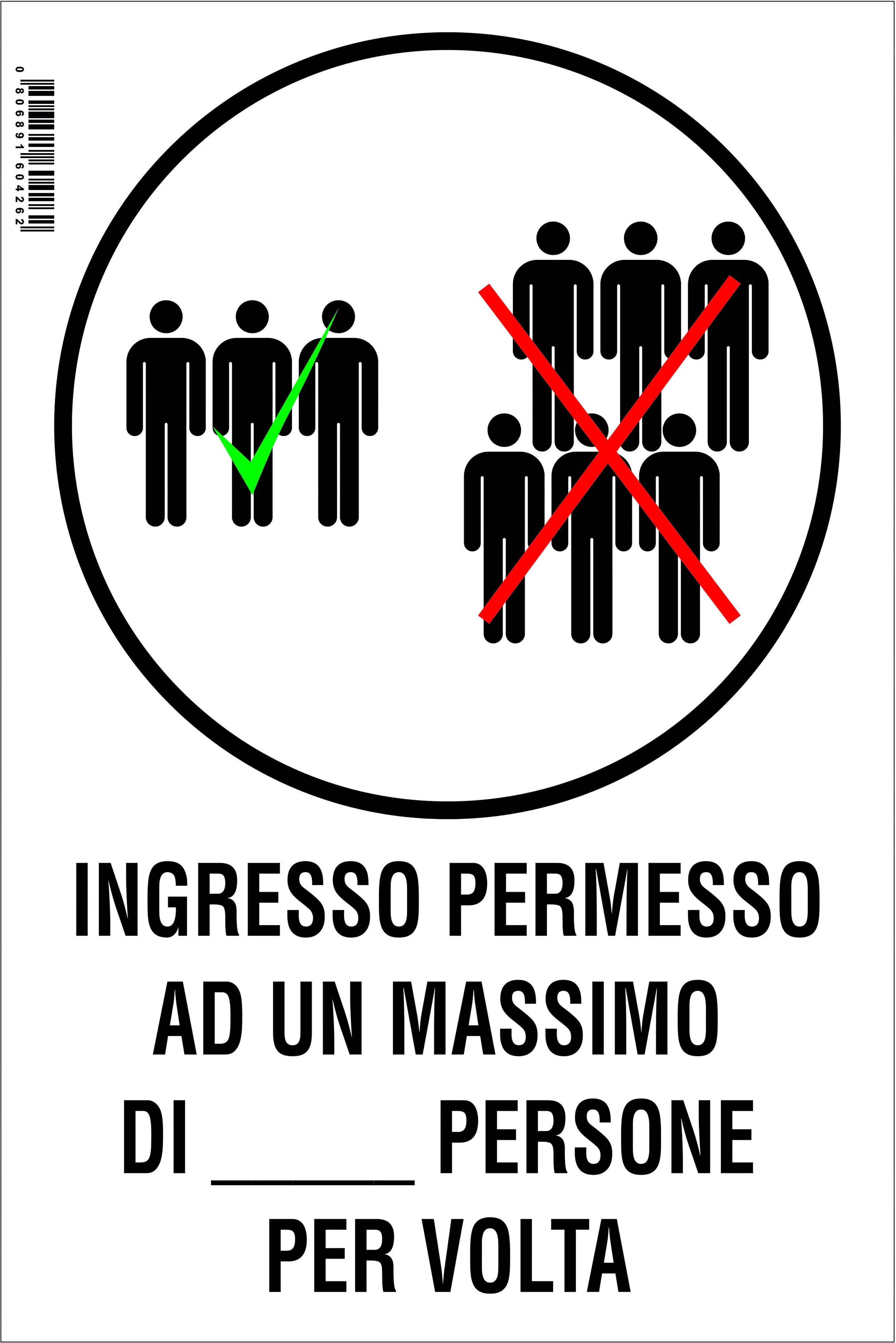 NUOVA ALGIS Cartello Ingresso Permesso N. Persone In Pvc Rigido 20x30 Cm