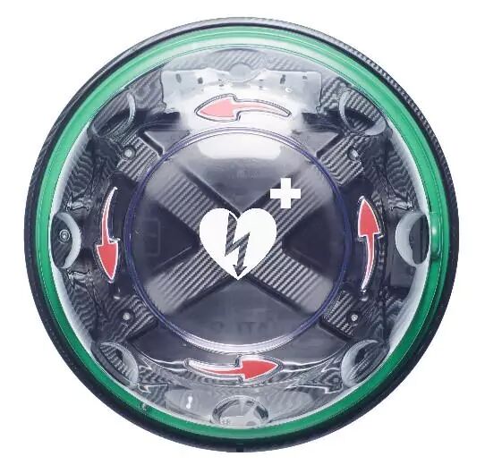 Teca per defibrillatore da interni impermeabile &amp;#8220;Rotaid Solid Plus&amp;#8221; &amp;#8211; Verde e frecce rosse