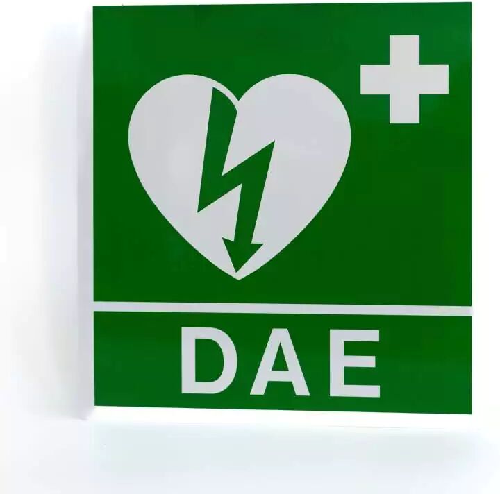 Adesivo di segnalazione defibrillatore DAE &ndash; Dimensioni: 20cm x 20cm