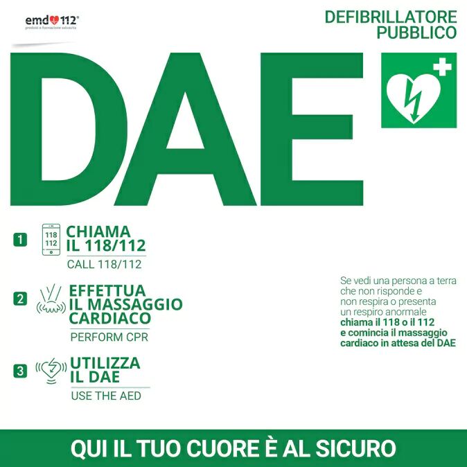 Cartello per defibrillatore con algoritmo di intervento &amp;#8211; 38&amp;#215;38 cm &amp;#8211; Forex &amp;#8211; Bianco con scritte verdi
