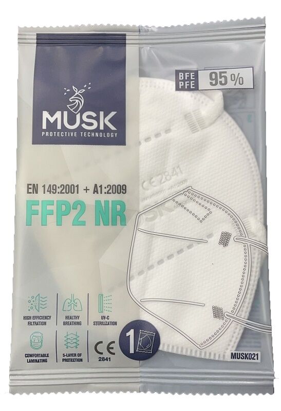 DISPOSITIVI ANTICOVID Musk mascherina ffp2 musk021 white 10 pezzi