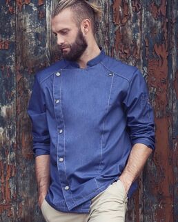 Karlowsky 100 Giacca da cuoco di tendenza in stile jeans neutro o personalizzato