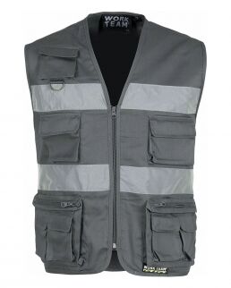 Workteam 100 Gilet tipo safari multitasche neutro o personalizzato