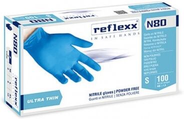 Reflexx Guanti Monouso In Nitrile Taglia S Blu  N80 3 Gr. Confezione 100 Pz