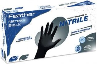 Reflexx Guanti In Nitrile Monouso Taglia Xl Neri Feather Nitrexx Confezione 100 Pz