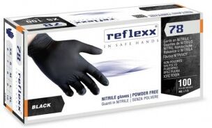 Reflexx Guanti In Nitrile Monouso Taglia M Neri 78 Confezione 100 Pz