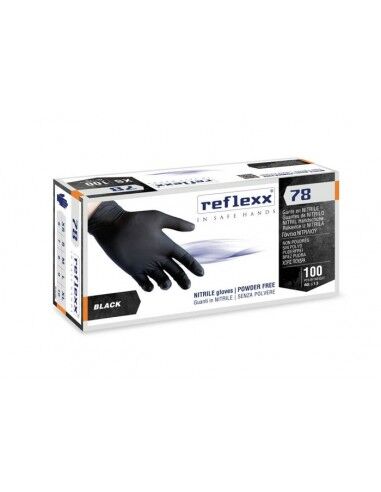 Reflexx Guanti In Nitrile Monouso Taglia Xl Neri 78 Confezione 100 Pz