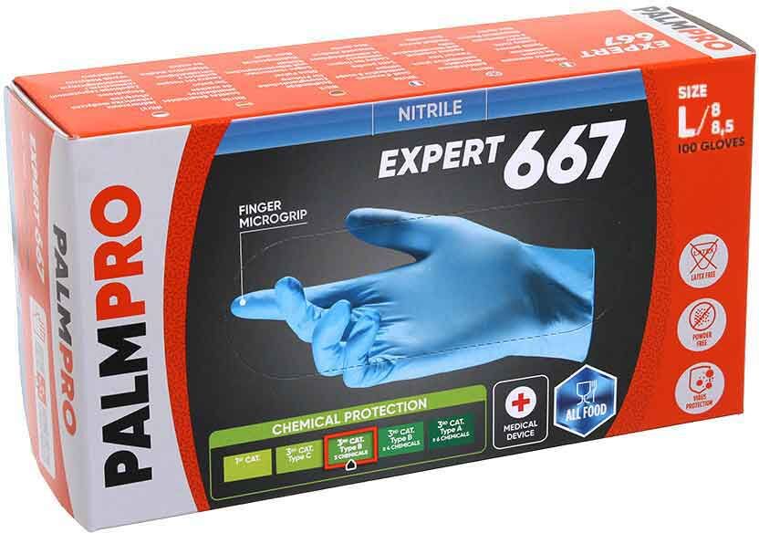 100 Guanti Nitrile Azzurro Icoguanti Palmpro Expert 667 Taglia L 8-8,5