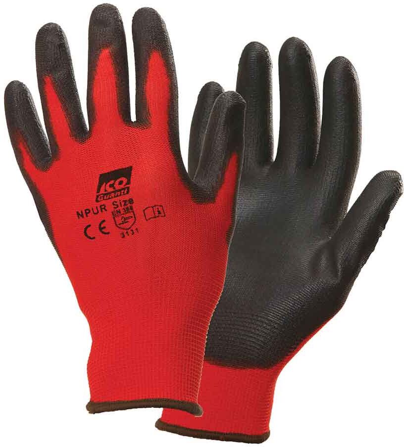 1 Paio Guanti Da Lavoro Riutilizzabili In Nylon Icoguanti Hi-Tact Pu Red Xl 9