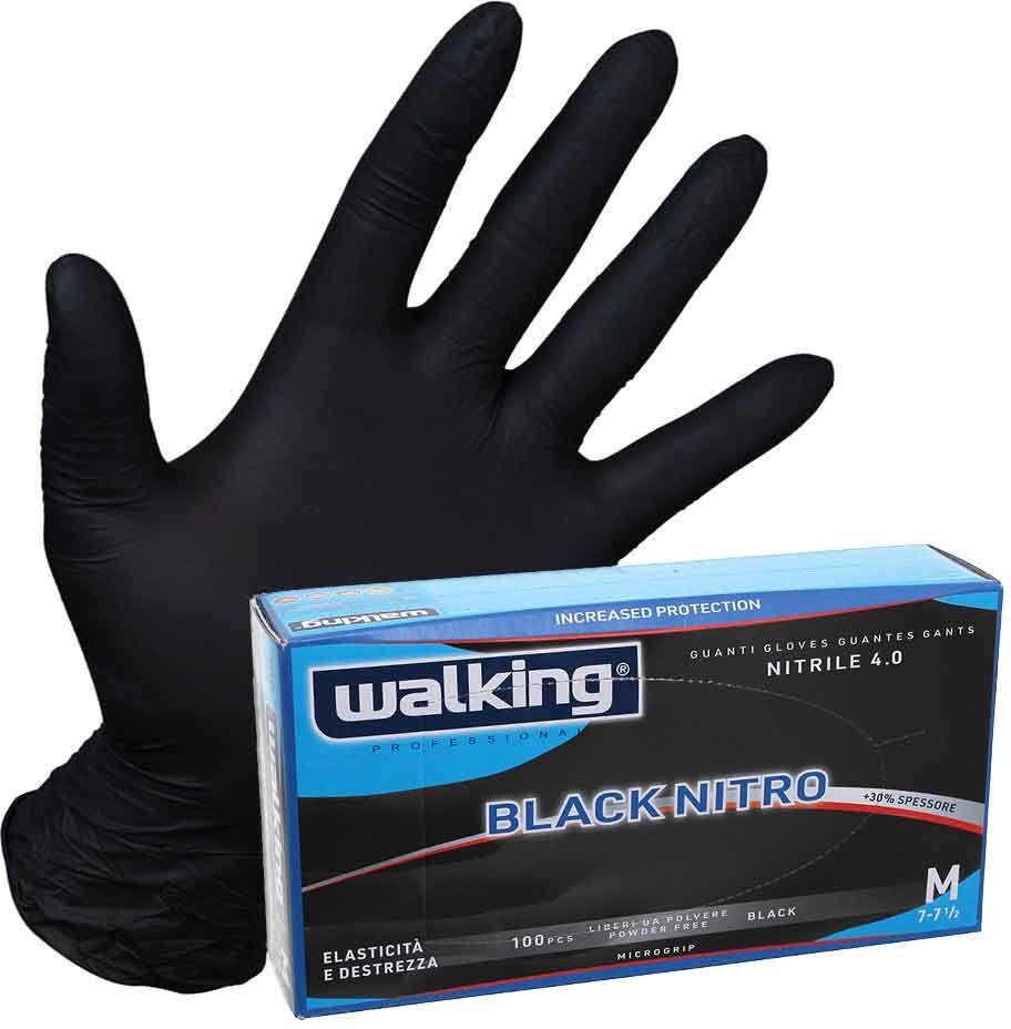 100 Guanti Monouso Neri In Nitrile Walking Black Nitro