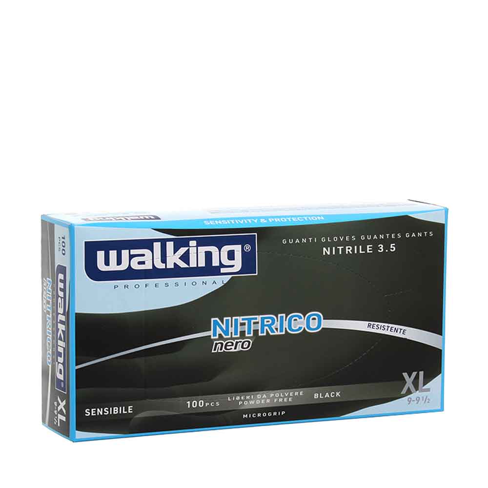 100 Guanti Monouso In Nitrile Walking Nitrico Nero Taglia Xl 9-9,5