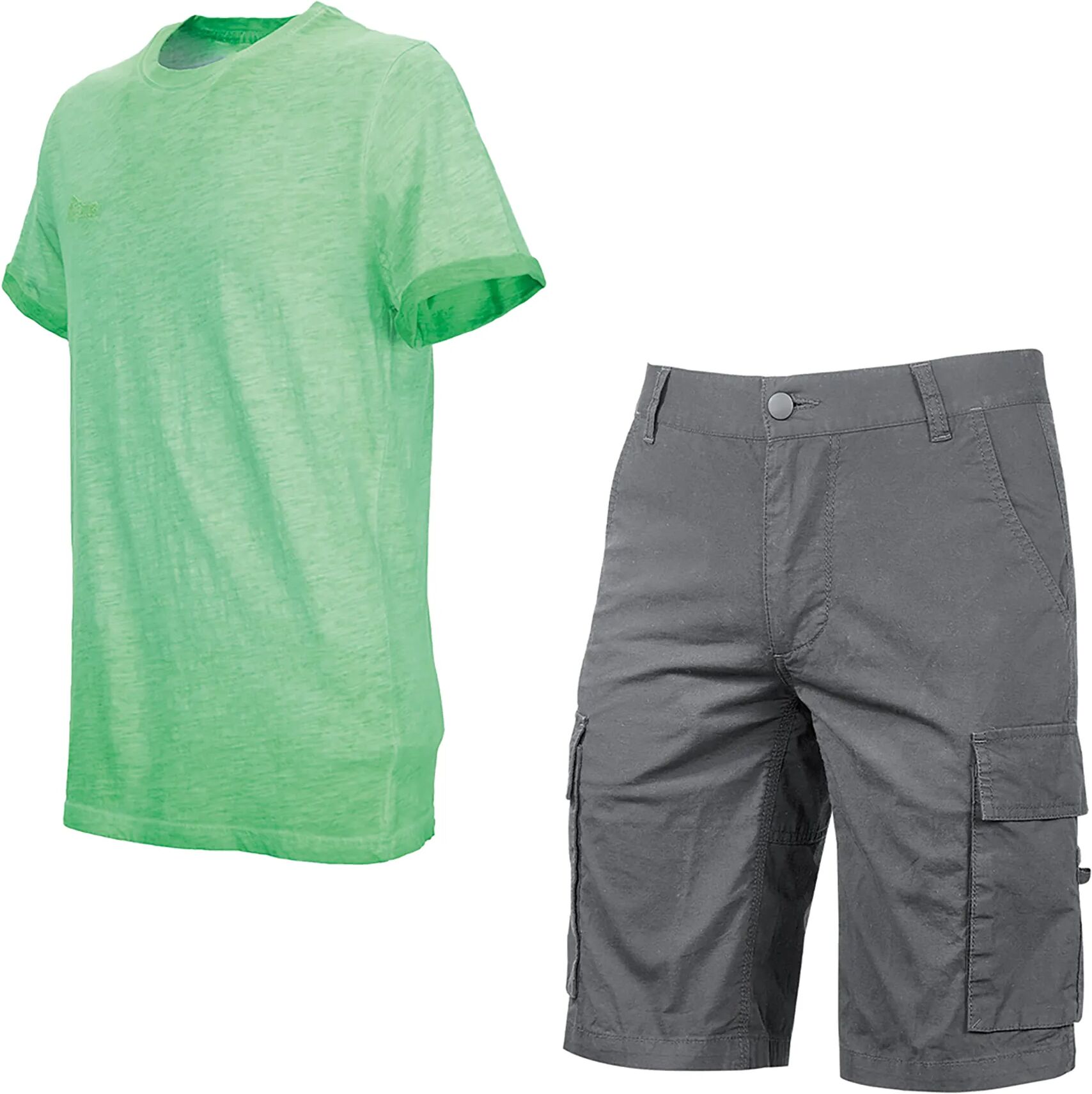 U-power SET BERMUDA E MAGLIETTA U POWER TAGLIA S BERMUDA ELASTICIZZATO GRIGIO T-SHIRT VERDE FLUO