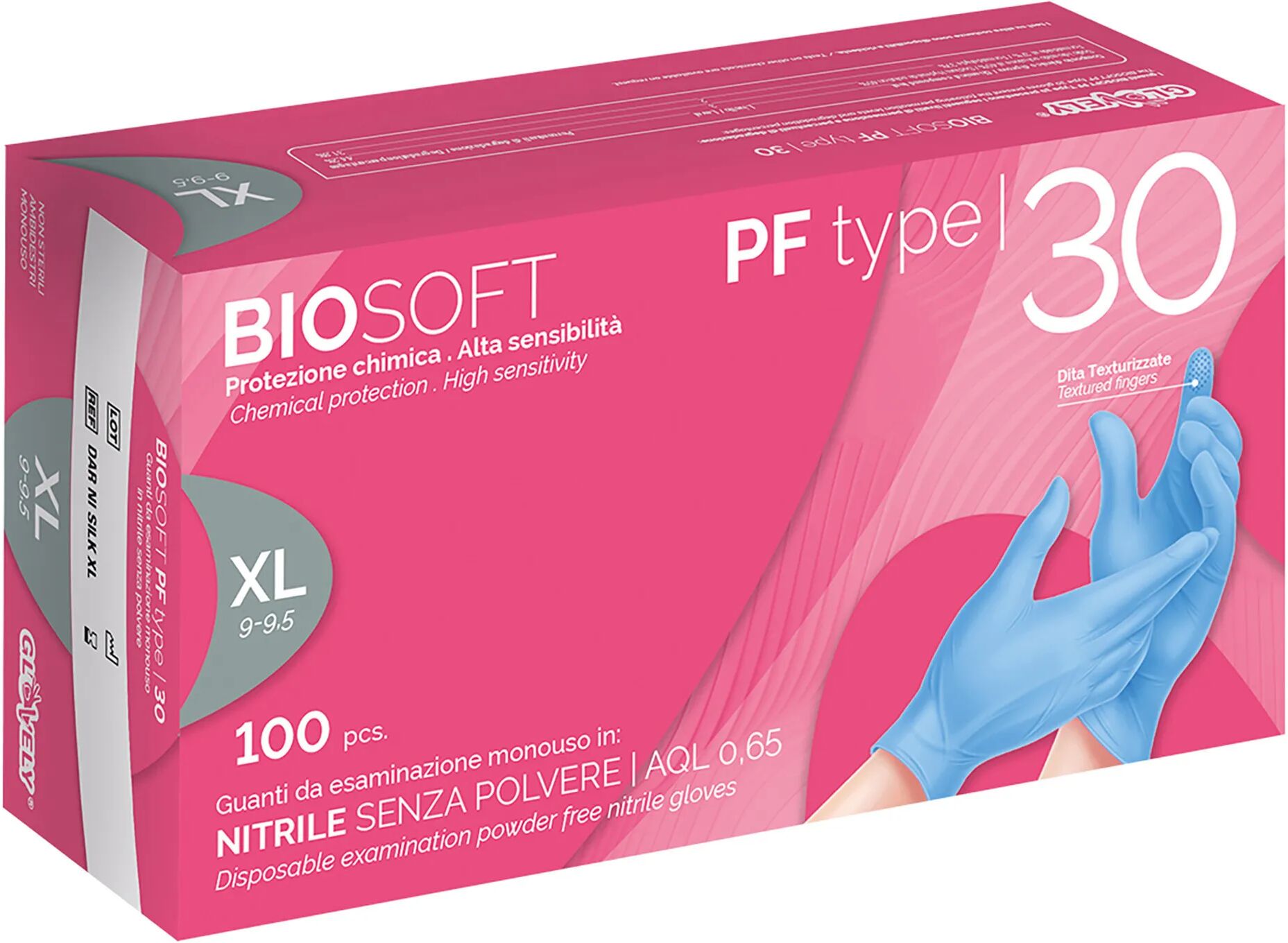 Tecnomat 100 GUANTI MONOUSO BIOSOFT PF IN NITRILE BLU LEGGERO TAGLIA XL SENZA POLVERE DPI CAT III 3 g