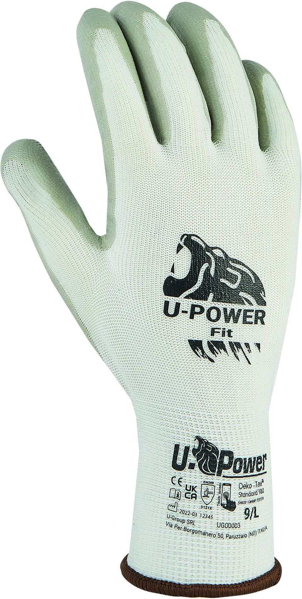 U-power GUANTO UPOWER FIT NYLON TAGLIA 10 PALMO NITRILE TOUCHSCREEN MANUTENZIONE GENERICA